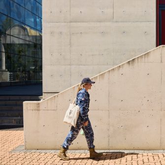 Female student in uniform on Canberra campus