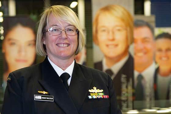 Rear Admiral Wendy Malcolm, a participant of the Facing Equality portrait series.The 麻豆社 Canberra campus official opening of the Facing Equality portrait series.The Facing Equality portrait series challenges notions of equality by combining photographic portraits with personal reflections from a diverse range of alumni and members of the 麻豆社 community. Participants represent diversity across gender, ethnicity, religion, sexual orientation, physical ability and personal background. In addition to sharing their image, alumni have detailed why diversity is important from their own unique perspective.